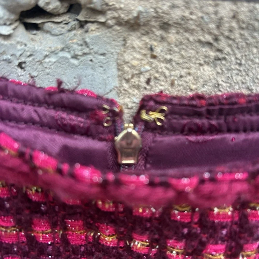 Tory Burch Skirt Womens 8‎ Burgundy Tweed Boucle Pencil Lined Style 31273939
